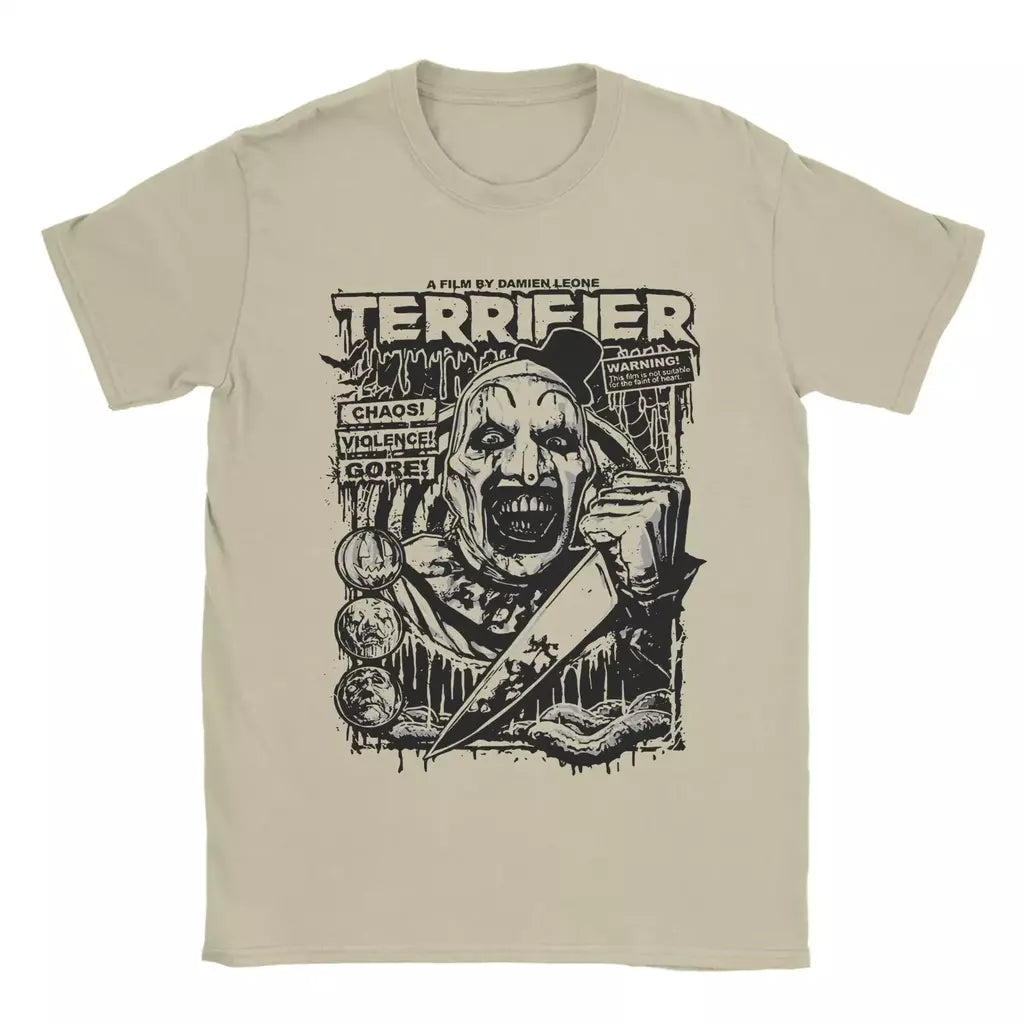 2025 engraçado terrível palhaço filme de terror camiseta para homens crewneck puro verão t camisas manga curta camiseta plus size roupas