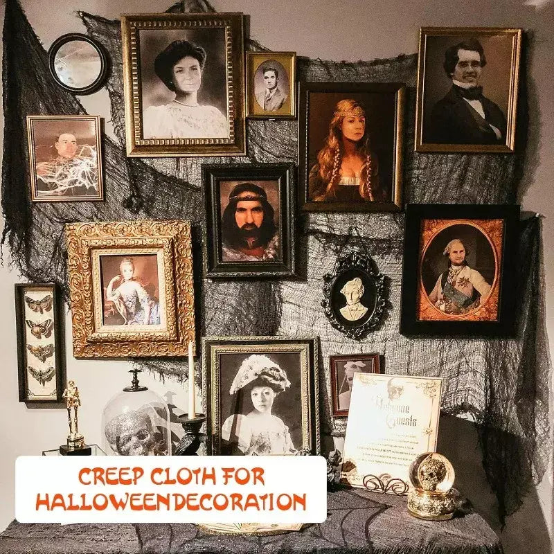 Halloween sangrento assustador gaze pano grande gaze preta assustador sangue tecido pano para festa de halloween casa ao ar livre quintal decoração