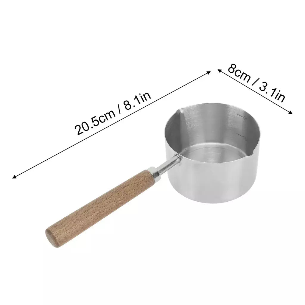 Mini Saucepan em aço inoxidável 304, aderência confortável, evitar queimaduras, panela portátil com balança, óleo, leite, manteiga, aquecedor, 200ml
