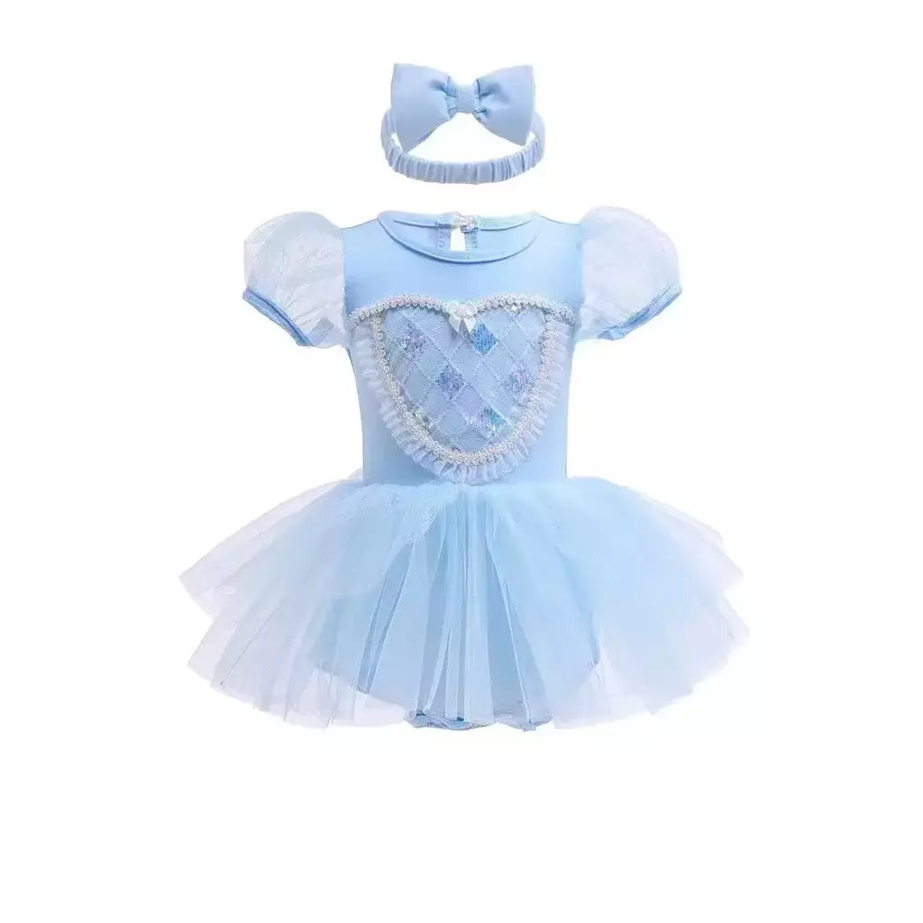 Baby Romper TUTU Vestido Com Headband Infantil Baby Princess Girl Roupas Tamanho 3-18M Cute Design Baby Dress Party Trajes