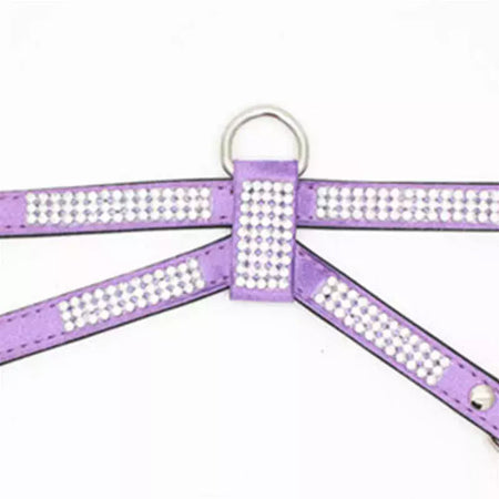 Coleira para cães, cinta peitoral ajustável, produtos para animais de estimação, coleira para cães, liberação rápida, brilhante, em forma de k, strass, couro pu