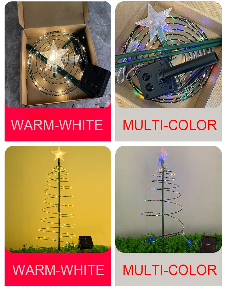 Natal luz solar led luminosa árvore de natal ornamento ao ar livre à prova dwaterproof água lâmpada decorativa corda festival decorações do jardim