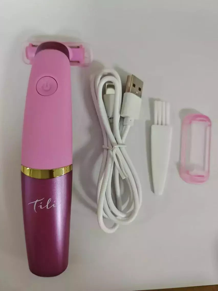 Portátil USB recarregável indolor feminino barbeador, perna e axila cabelo, aparador de barbear elétrico para mulheres, senhoras