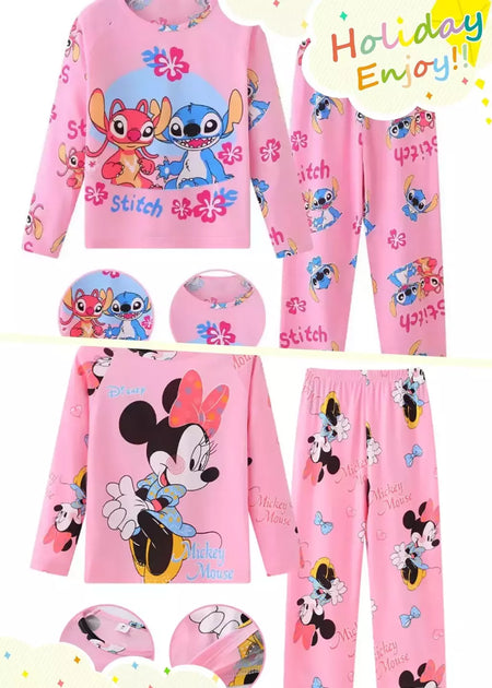 Crianças Minnie Elsa Duck Pijamas dos desenhos animados, roupas infantis para casa, conjuntos para meninos e meninas, terno de viagem, casual, novo, 2 peças por conjunto