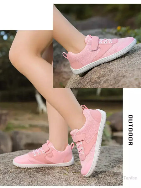 Novos meninos meninas tênis crianças largas sapatos descalços naturalmente spracam sapatos da criança pequena grande criança