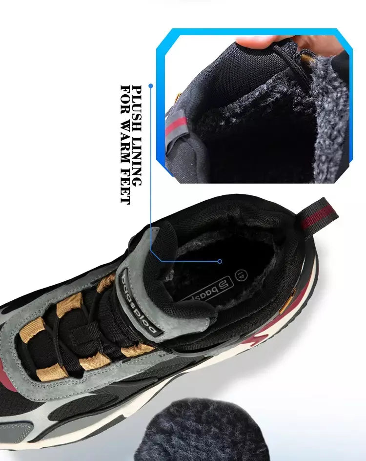 Baasploa inverno homens tênis de couro moda casual à prova dwaterproof água sapatos esportivos para homem de pelúcia quente masculino tênis antiderrapante ao ar livre