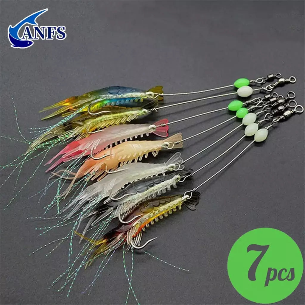 3pcs/7pcs iscas de camarão iscas de pesca isca de pesca artificial isca artificial ascesorios pesca