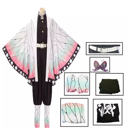 Anime kimetsu não yaiba kochou kochou shinobu cosplay traje demônio slayer kochou uniformes perucas cabelos halloween para crianças adulto
