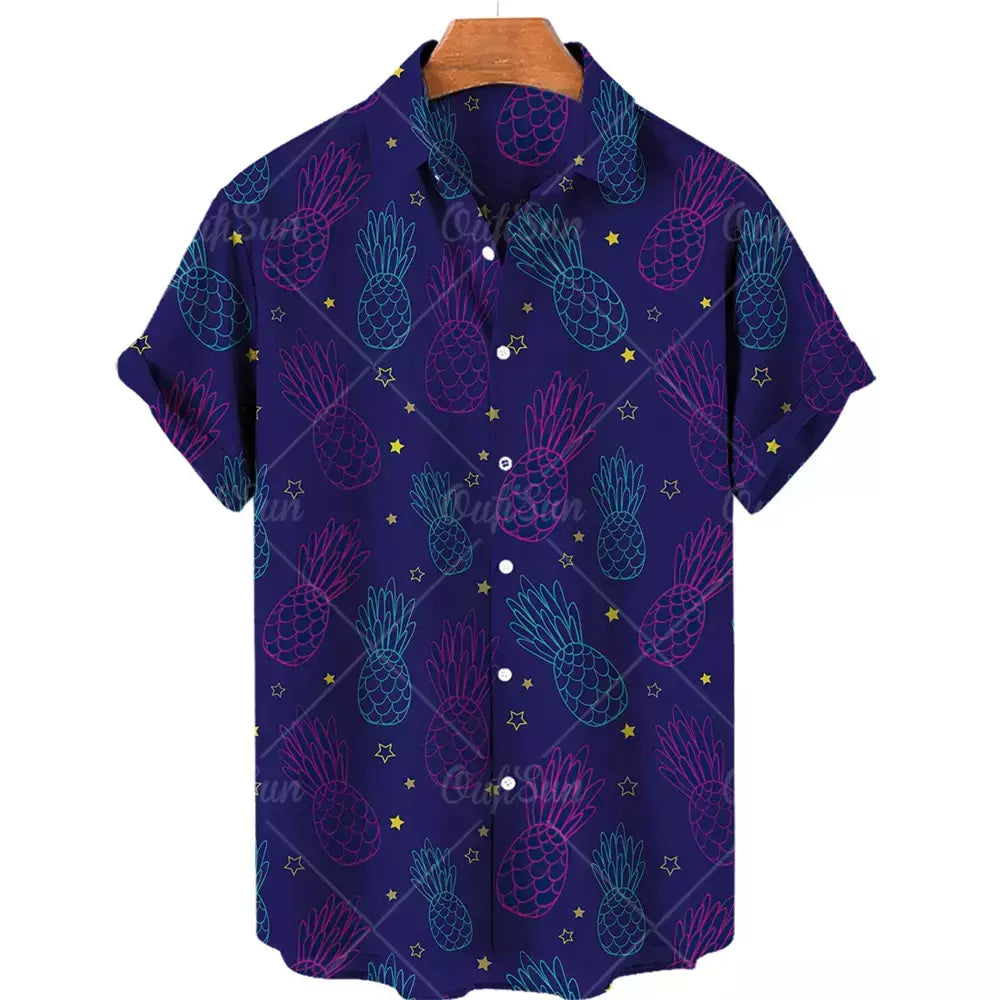 Camisa havaiana dos homens 3D fruta impressão curta manga rápida secagem camisa de praia dos homens oversized ao ar livre camisa dos homens camisa casual