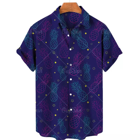 Camisa havaiana dos homens 3D fruta impressão curta manga rápida secagem camisa de praia dos homens oversized ao ar livre camisa dos homens camisa casual
