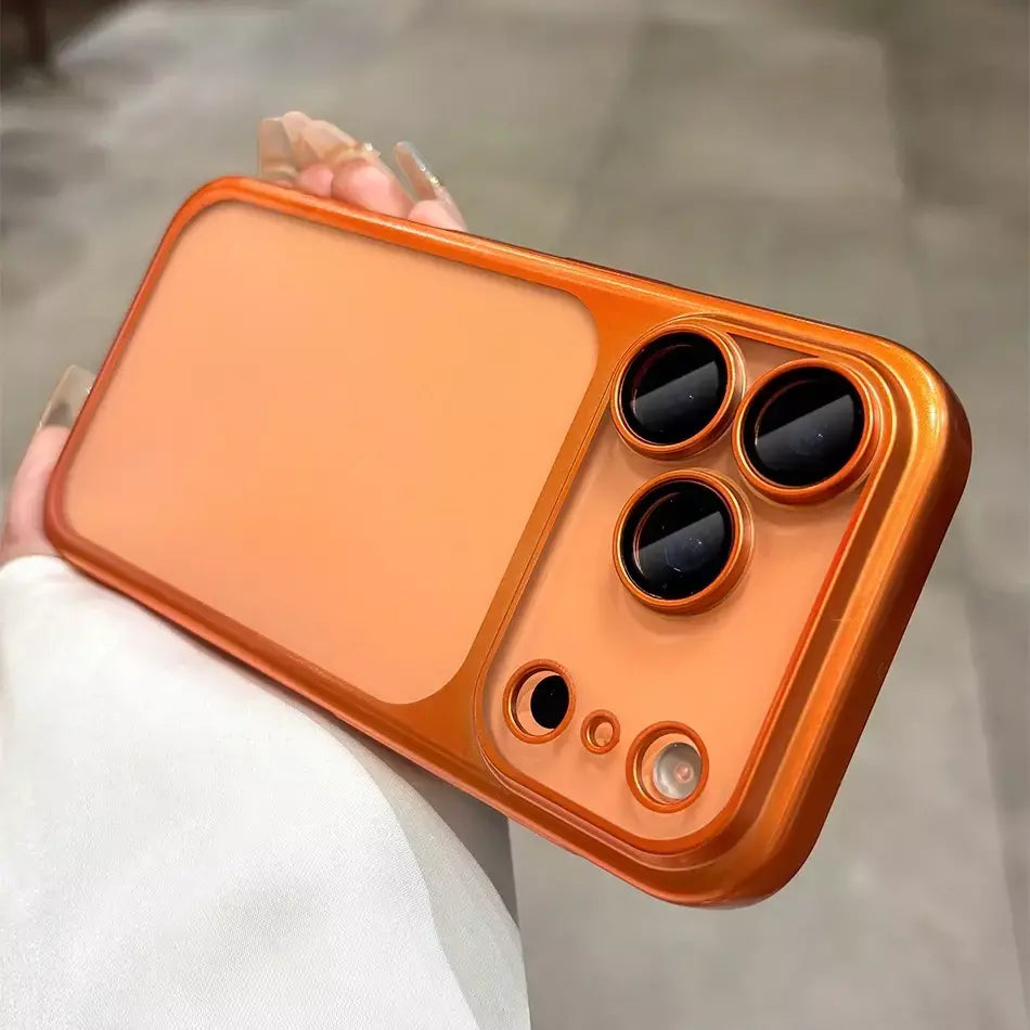 Mais recente laranja ultra fino fosco caso de telefone para iphone 17 pro max 17pro 17 com lente filme proteção à prova de choque duro pc capa