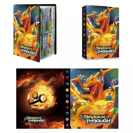 Álbum de cartões 4/9 protetor 240/540 pçs cartão livro mapa carta titular pasta dos desenhos animados charizard mewtwo vmax gx cartões coleção pasta