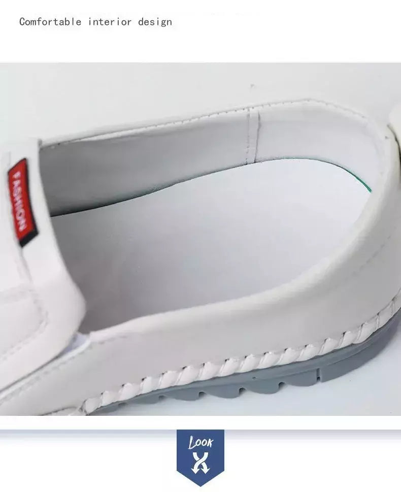 Sapato de couro casual masculino, sola macia, respirável, tendão de vaca, trabalho, dirigindo, feijão, vestido de negócios masculino