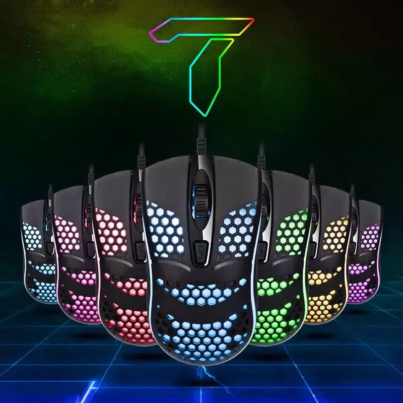 Cabo com fio jogos 7 respiração led luz traseira do mouse óptico usb computador escavado para fora ratos computador portátil desktop 4d pc uso doméstico escritório