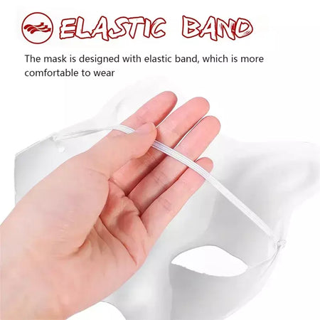 1-20 pçs máscara japonesa de papel em branco máscara halloween cosplay gato diy pintável meia máscara facial animal traje festa decoração artesanato prop