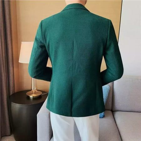 Ternos e blazers brancos masculinos, roupas estilo coreano, casacos com seios simples, jaquetas, jaqueta de waffle masculina, roupas