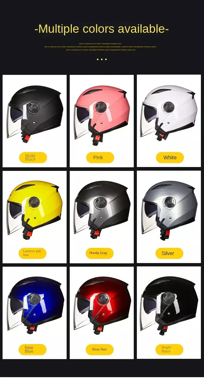 Homens motocicleta metade capacetes lente dupla scooter moto capacete casco aldeia equitação capacete de moto motocross capacetes-JIEKAI