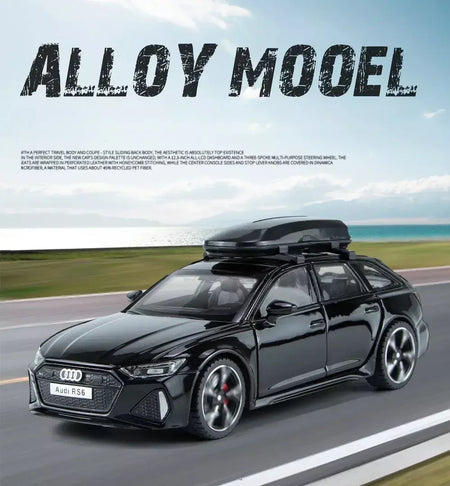 1:32 Audi RS6 Modelo de carro de brinquedo com portas de som e luz, modelo fundido de liga aberta, coleção de veículos para meninos e adultos, presente de festival