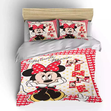 Mickey e Minnie Conjunto de cama para crianças, Fluffy Cartoon Comforter Cover, US Twin Bedclothes, Queen Size, macio, bebê, 3pcs