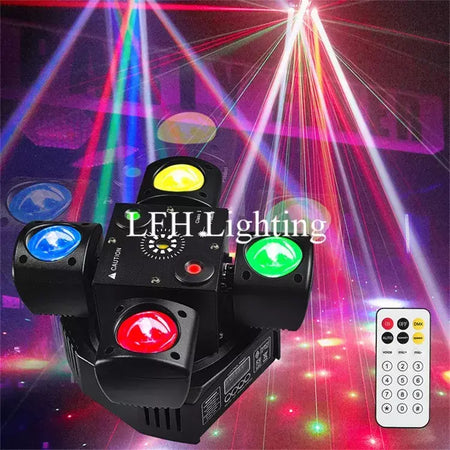 Controle remoto led feixe de luz cabeça móvel dmx vermelho & verde laser âmbar flash efeito iluminação dj discoteca festa luzes palco
