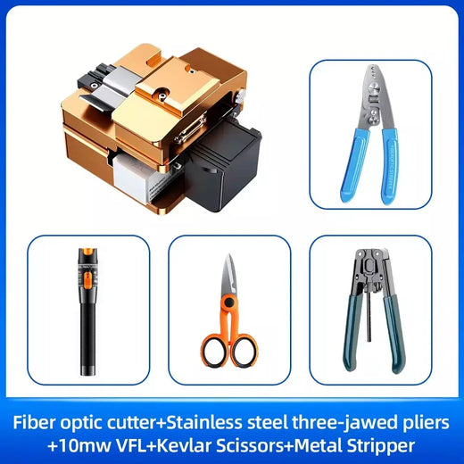 ZoeRax 11 em 1 Kit de ferramentas de fibra óptica FTTH com -70 ~ + 10dBm Medidor de potência óptica 10MW Localizador visual de falhas Cortador de fibra óptica