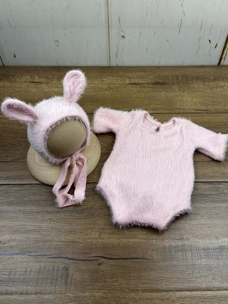 Adereços para fotografia de recém-nascidos, roupa de malha, boneca de coelho, óculos para cosplay de bebê, acessórios para sessão de fotos