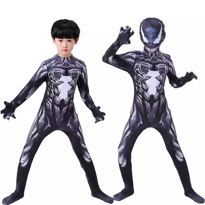 Vendas quentes halloween aranha mancosplay filme para festa terno do homem aranha crianças traje de veneno estilo 3d