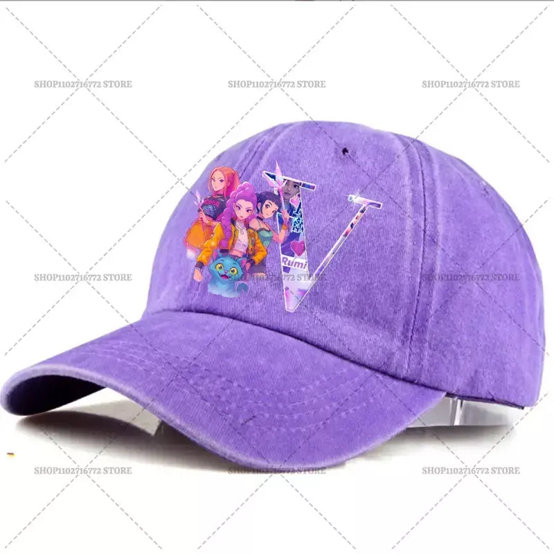 Kpop demônio caçador chapéu carta A-Z boné de beisebol para mulheres verão ajustável chapéu de sol anime bonito retro sunbonnet adulto chapelaria presente