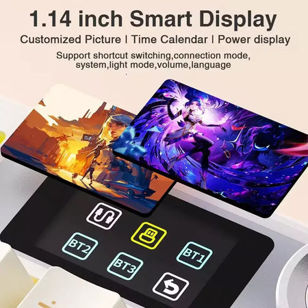AULA F108 Pro Gaming Mecânico Teclado Tri Mode Personalizado Multi-Pulha Tela RGB Esports Teclado Sem Fio com TFT Smart Display