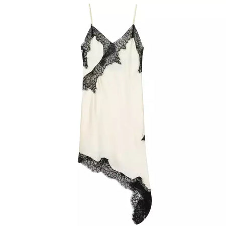 Hxao vestidos femininos de renda assimétrica vestido deslizante verão 2025 vestidos de noite sexy senhoras mini marrom sem mangas sem costas