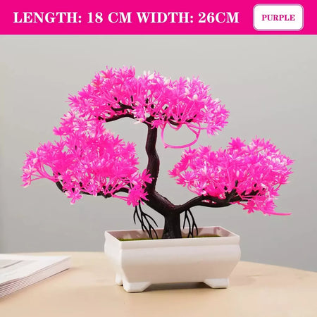 Plantas artificiais em vaso bonsai lindas pequenas plantas de árvore flores falsas ornamentos em vaso para casa jardim decoração oficial do hotel