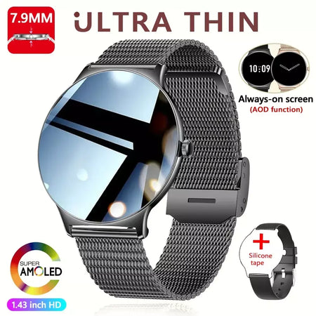 Para huawei novo ultra fino amoled relógio inteligente tela feminina sempre exibir tempo freqüência cardíaca bt chamando high-end moda smartwatch