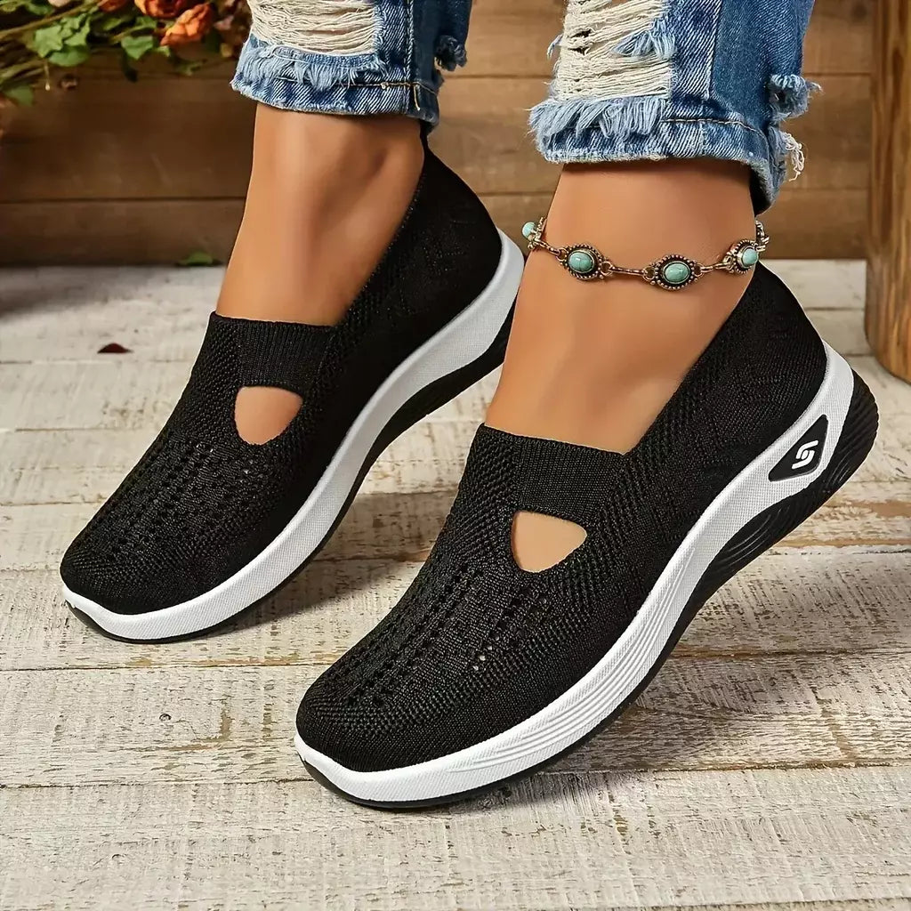 Tênis feminino respirável sapatos casuais verão sola macia sapatos ortopédicos leve deslizamento em sapato de caminhada antiderrapante sapatos planos