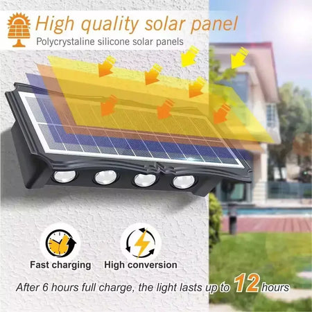 Lâmpada de parede solar ao ar livre led luz solar à prova dwaterproof água para cima e para baixo iluminação luminosa quintal decoração do jardim luzes movidas a energia solar