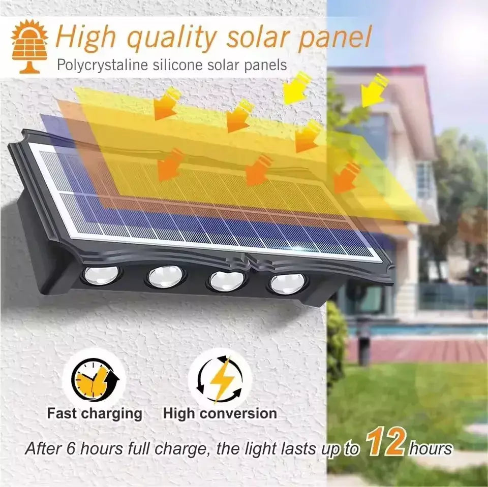Lâmpada de parede solar ao ar livre led luz solar à prova dwaterproof água para cima e para baixo iluminação luminosa quintal decoração do jardim luzes movidas a energia solar
