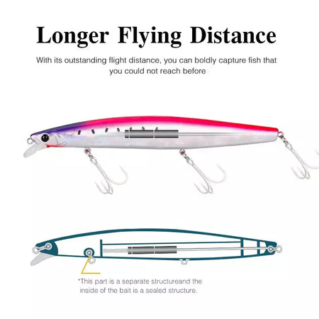 TSURIKNOYA-STINGER 163S-Ultra Long Casting Saltwater Sinking Minnow, Iscas de Pesca, Iscas Artificiais Duras para Robalo, 163mm, 34.2g