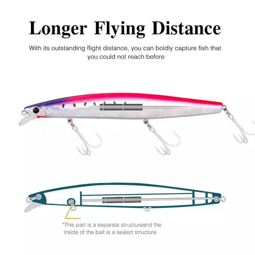 TSURIKNOYA-STINGER 163S-Ultra Long Casting Saltwater Sinking Minnow, Iscas de Pesca, Iscas Artificiais Duras para Robalo, 163mm, 34.2g