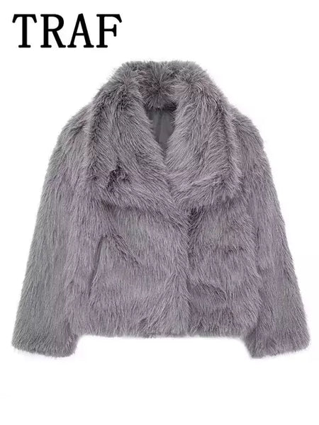 TRAF-Jaqueta feminina de tecido de lantejoulas de metal, casaco solto, gola alta, manga comprida, outerwear feminino chique, outono, inverno, 2023