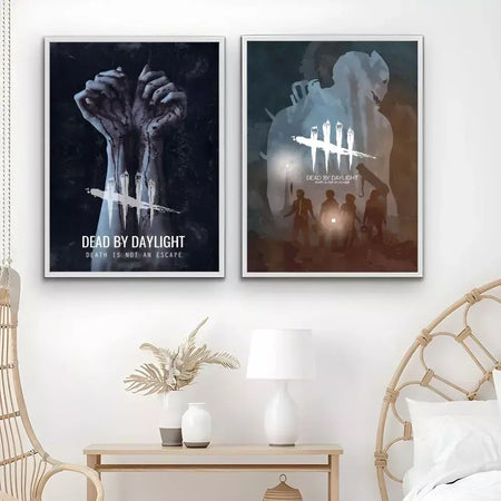 Jogo d-dead by d-daylight horror aterrorizante cartaz pegajoso impressão de arte de parede à prova dwaterproof água casa sala de estar barra decoração estética