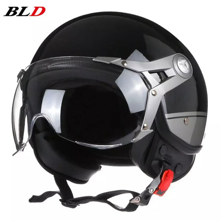 Vintage tt & cocascos capacete da motocicleta jet com viseira moto equitação 3/4 aberto meio capacete retro scooter capacete moto