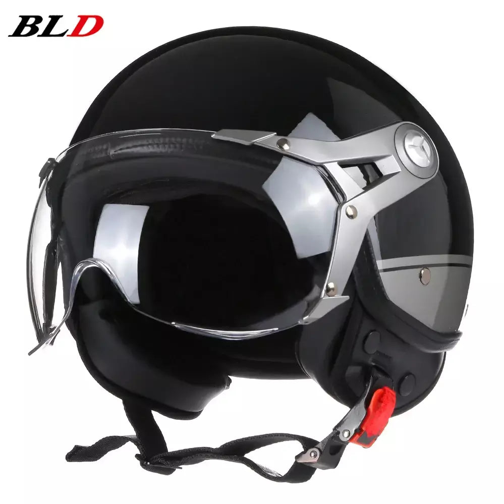 Vintage tt & cocascos capacete da motocicleta jet com viseira moto equitação 3/4 aberto meio capacete retro scooter capacete moto