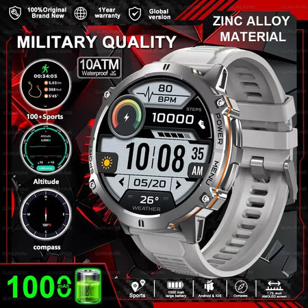 HOT T-REX3 Fitness Relógio Inteligente 1000mAh Grande Bateria Durável Bússola Altímetro 10ATM À Prova D 'Água BT Chamada 100 + Esportes Homens Pulseira