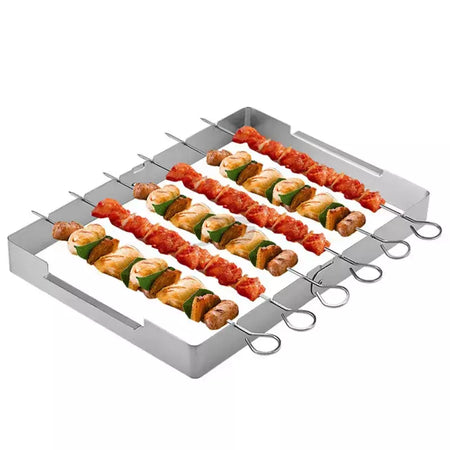 Grelha portátil churrasco suporte kebab espeto rack de aço inoxidável churrasco shish kabob espetos aço grelhar casa ao ar livre grills ferramentas