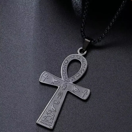 Retro aço inoxidável antigo egípcio ankh cruz totem pingente colar para homens e mulheres faraó vida chave amuleto jóias