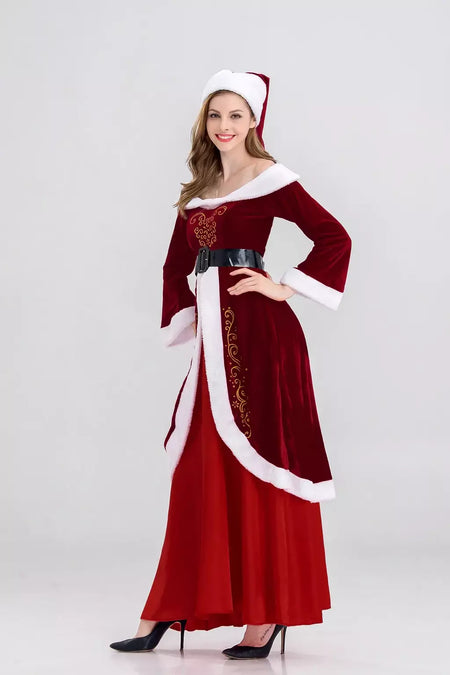 Traje de papai noel feminino masculino vestido de elfo de natal unissex roupa de festa adulto terno de natal desempenho de palco festivo role play wear