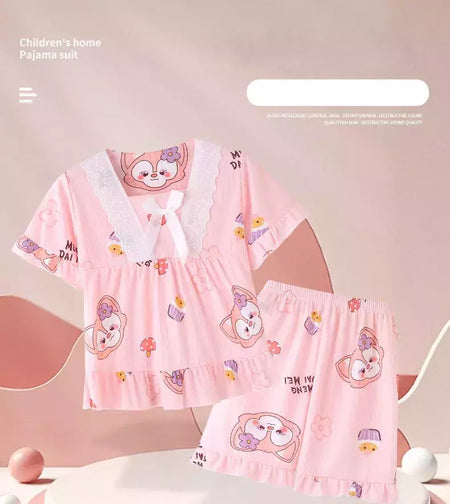 Pijama infantil para desenhos animados, roupas esportivas casuais, roupas para casa, camiseta estampada, kuromi, novo, verão