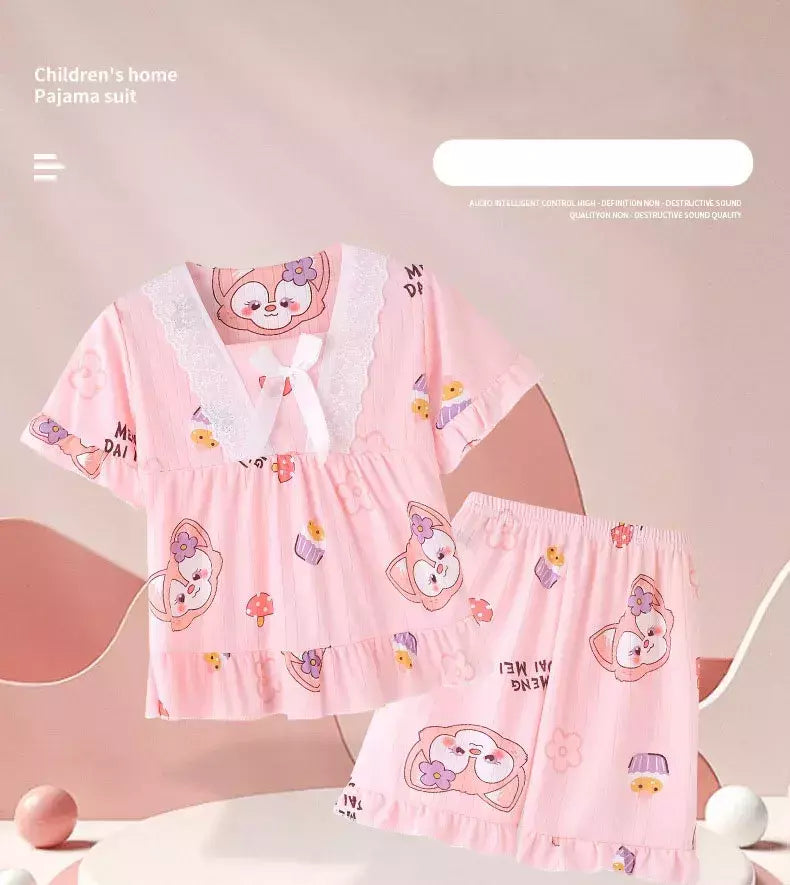 Pijama infantil para desenhos animados, roupas esportivas casuais, roupas para casa, camiseta estampada, kuromi, novo, verão