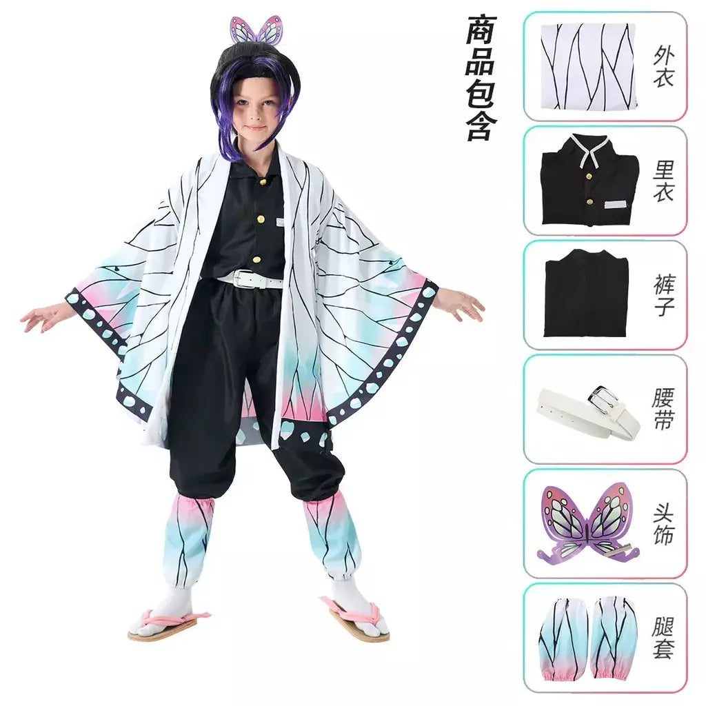 Cosplay traje demônio slayer cosplay tanjiro nezuko cosplay crianças shinobu traje anime dos desenhos animados traje de halloween presentes de natal