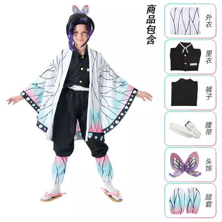 Cosplay traje demônio slayer cosplay tanjiro nezuko cosplay crianças shinobu traje anime dos desenhos animados traje de halloween presentes de natal