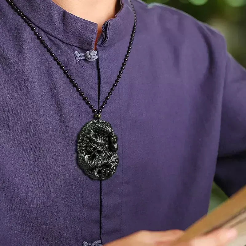 Velho hotan jade ciano pingente jadeite dragão rei marca zodíaco colar dominador masculino mão esculpida jóias presente high-end